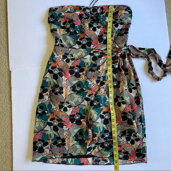 Anna Sui / silk floral bird print strapless-halter dress - Picture 14 of 16